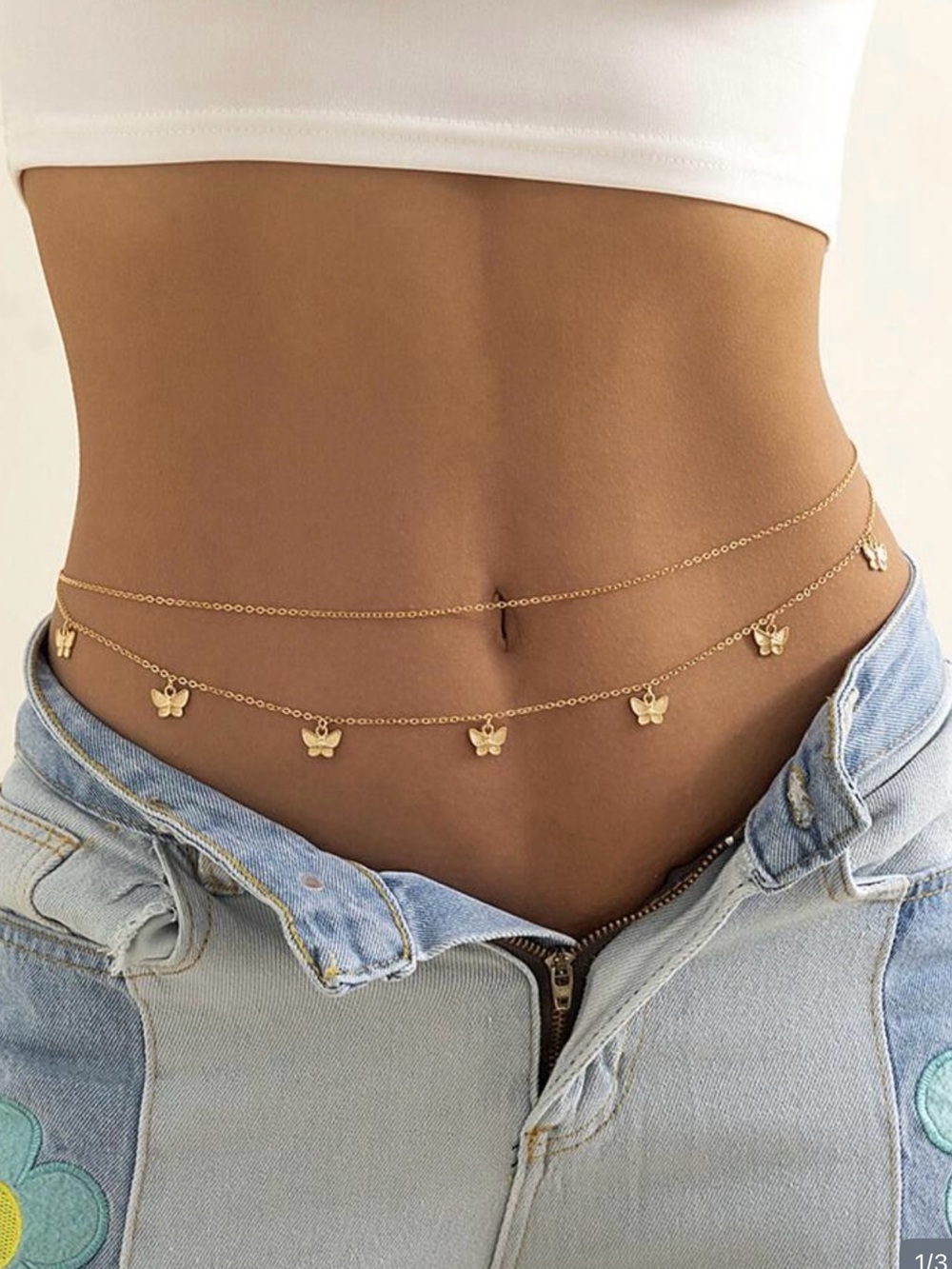 Gold Butterfly Double-Layer Waist Chain